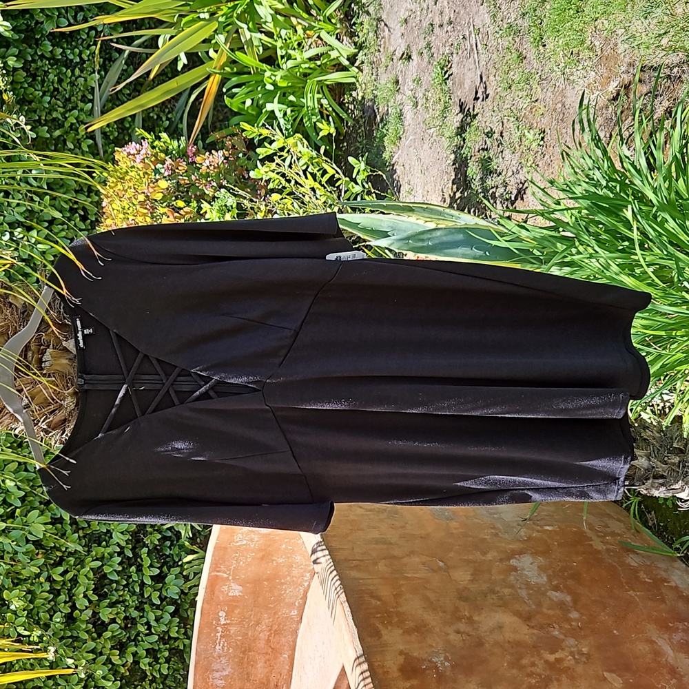 Black Deep V Mini Dress